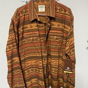 Ariat Brown and Orange Patterned Shirt